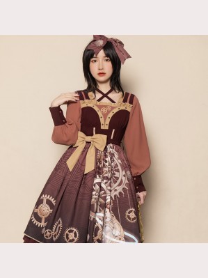 Mechanical Cat Steampunk Lolita Style Dress OP by Withpuji (WJ41)